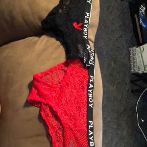 Playboy underwear red and black and grey lace